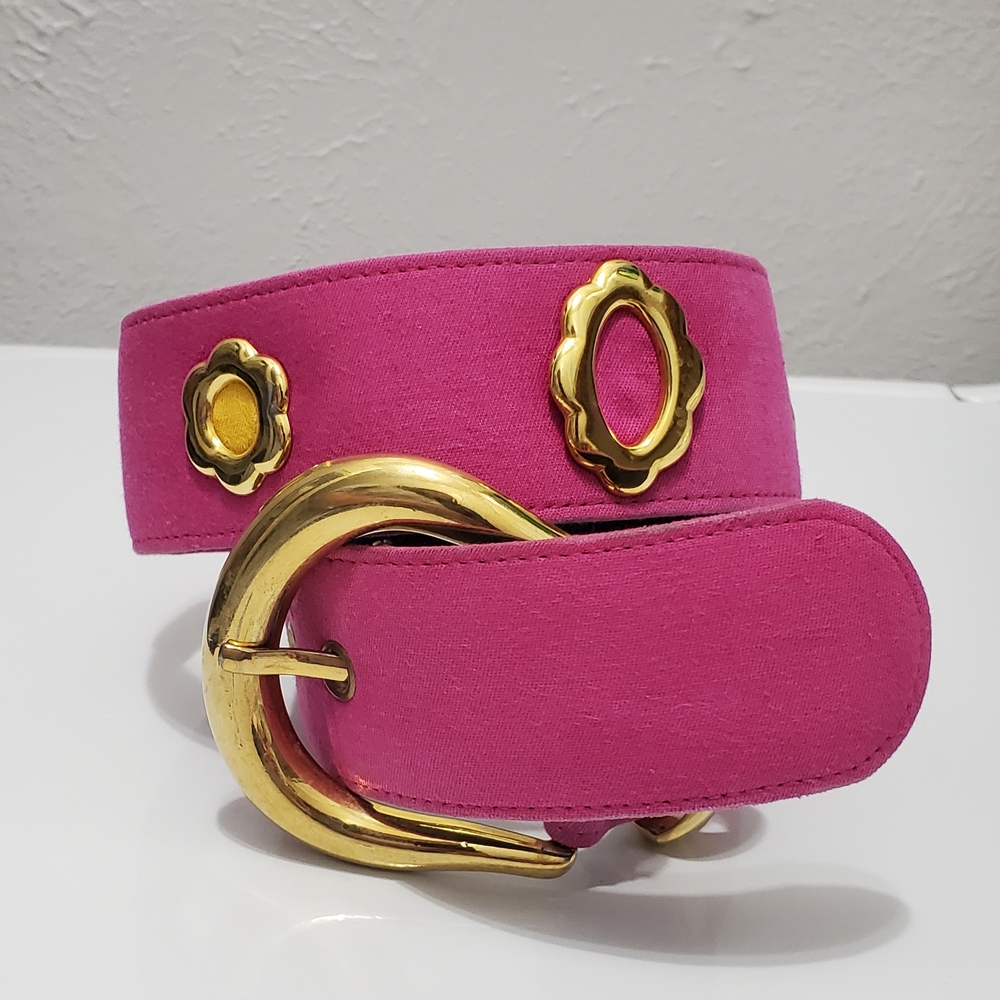Vibrant Pink Belt with Gold Buckle